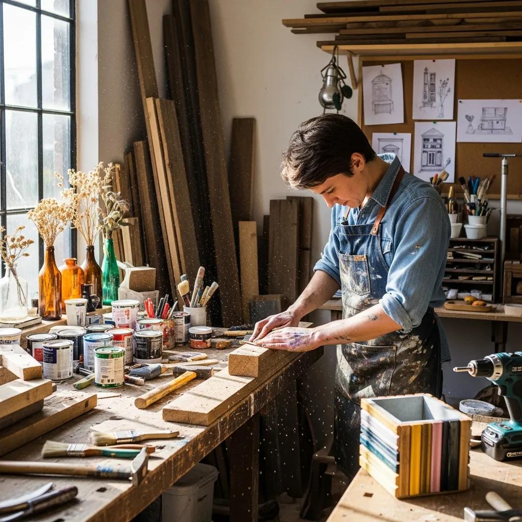 Post Move Tips for Decorating New Home Spaces 3 Person engaged in a DIY home decor project with sustainable materials